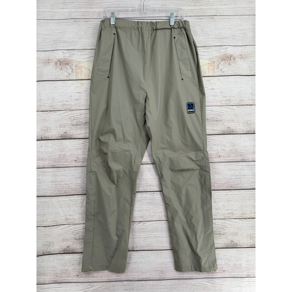 Eddie Bauer Rain Pants Mens Medium Tan Waterproof Nylon Elastic Waist 3262